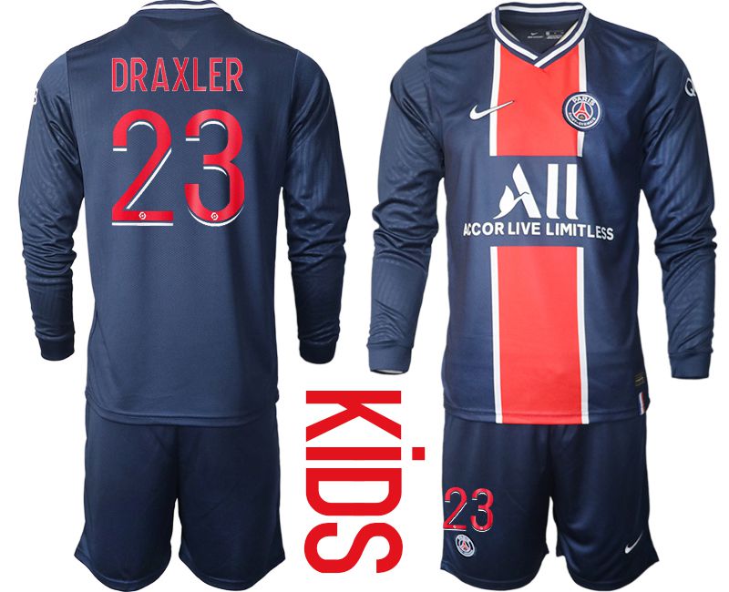 Youth 2020-2021 club Paris St German home long sleeve #23 blue Soccer Jerseys